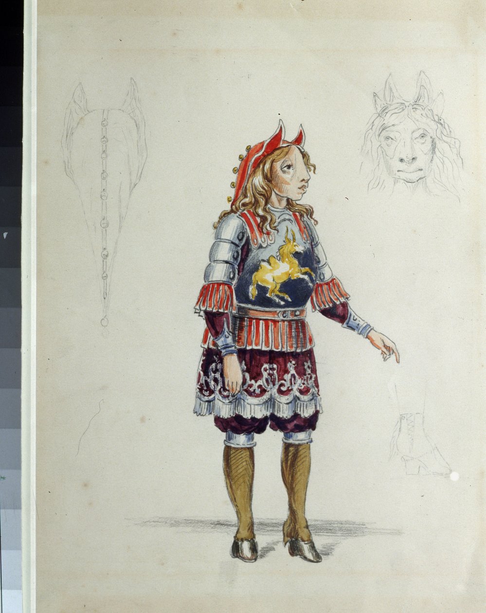 Kostümentwurf für das Ballett "Das bucklige Pferdchen" von C. Pugni. Das bucklige Pferdchen von Franz Iosifovich Nordmark