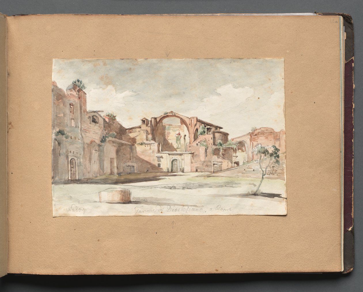 Album mit Ansichten von Rom und Umgebung, Landschaftsstudien, Seite 22a: Terme di Diocleziano, Rom von Franz Johann Heinrich Nadorp
