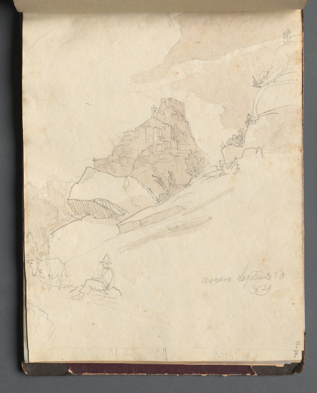 Album mit Ansichten von Rom und Umgebung, Landschaftsstudien, Seite 33a: Cervera von Franz Johann Heinrich Nadorp