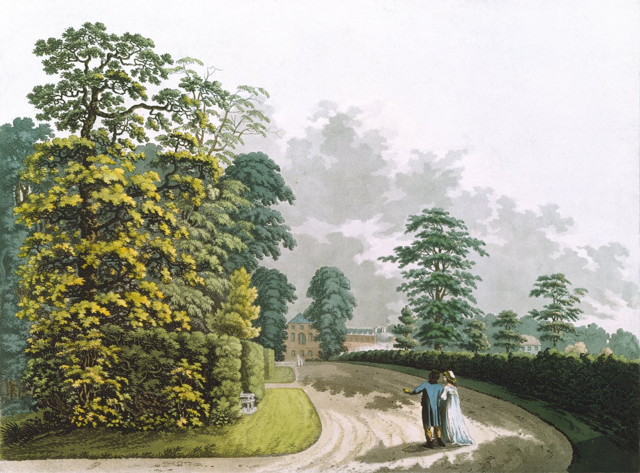 Seitenansicht des Palastes in den Kensington Gardens, graviert von Heinrich Joseph Schutz (1760-1822), veröffentlicht 1798 von Ackermann (Aquatinta) von Franz Joseph after Manskirch