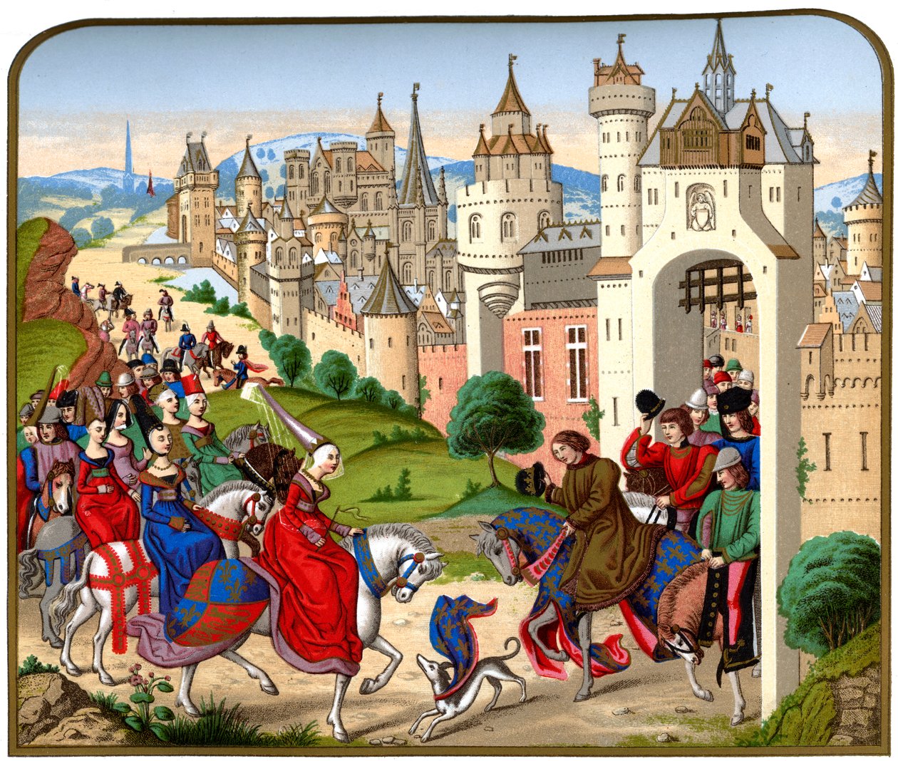 Einzug der Königin Isabeau von Bayern in Paris, ca. 1500, 1870 von Franz Kellerhoven