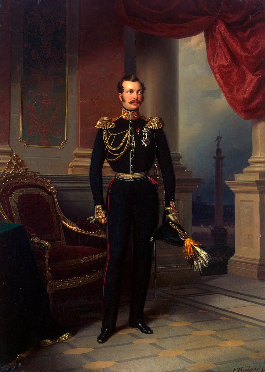 Porträt des Kronprinzen Alexander Nikolajewitsch, 1818-1881, um 1840 von Franz Kruguer