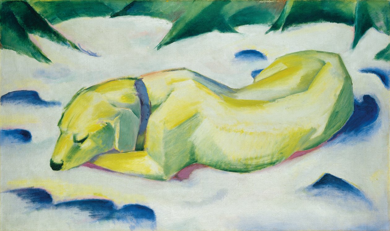 Hund im Schnee liegend, ca. 1911 von Franz Marc