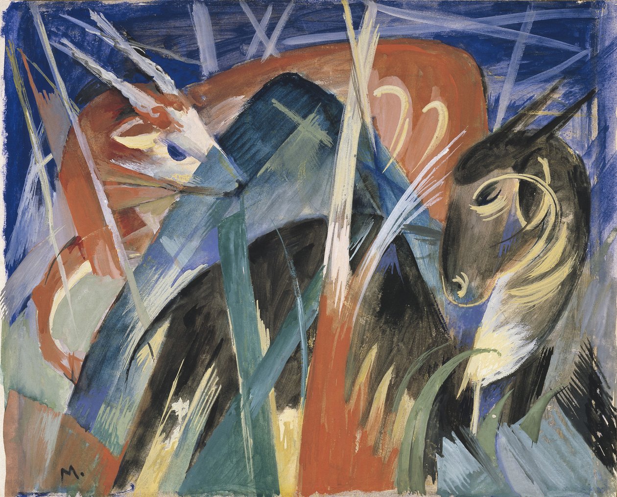 Fabeltiere I Komposition mit Tieren I, 1913 von Franz Marc