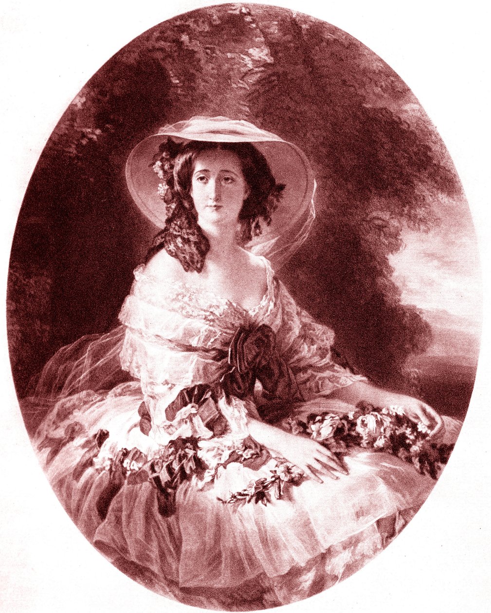 Die Kaiserin Eugenia (1826-1920) (Eugenia von Montijo), Ehefrau von Napoleon III. Gravur von Auguste Adrien Jouanin (Jouannin) (1806-1887) nach Franz Xaver Winterhalter (1805-1873) - 1930 von Franz Xaver (after) Winterhalter