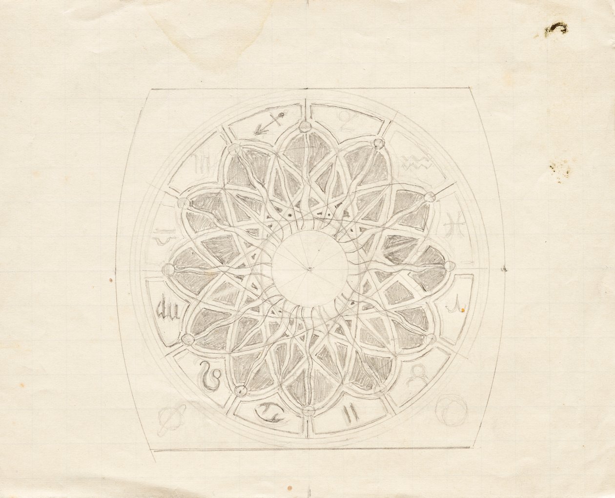 Skizze für das Ziffernblatt der Ankeruhr (?) von Franz von Matsch