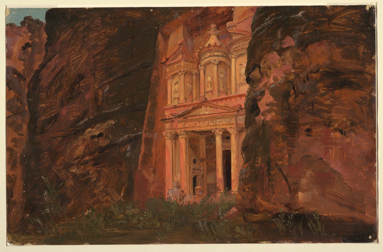 Zeichnung, El Khasneh, Petra, Ende Februar 1868 von Frederic Edwin Church
