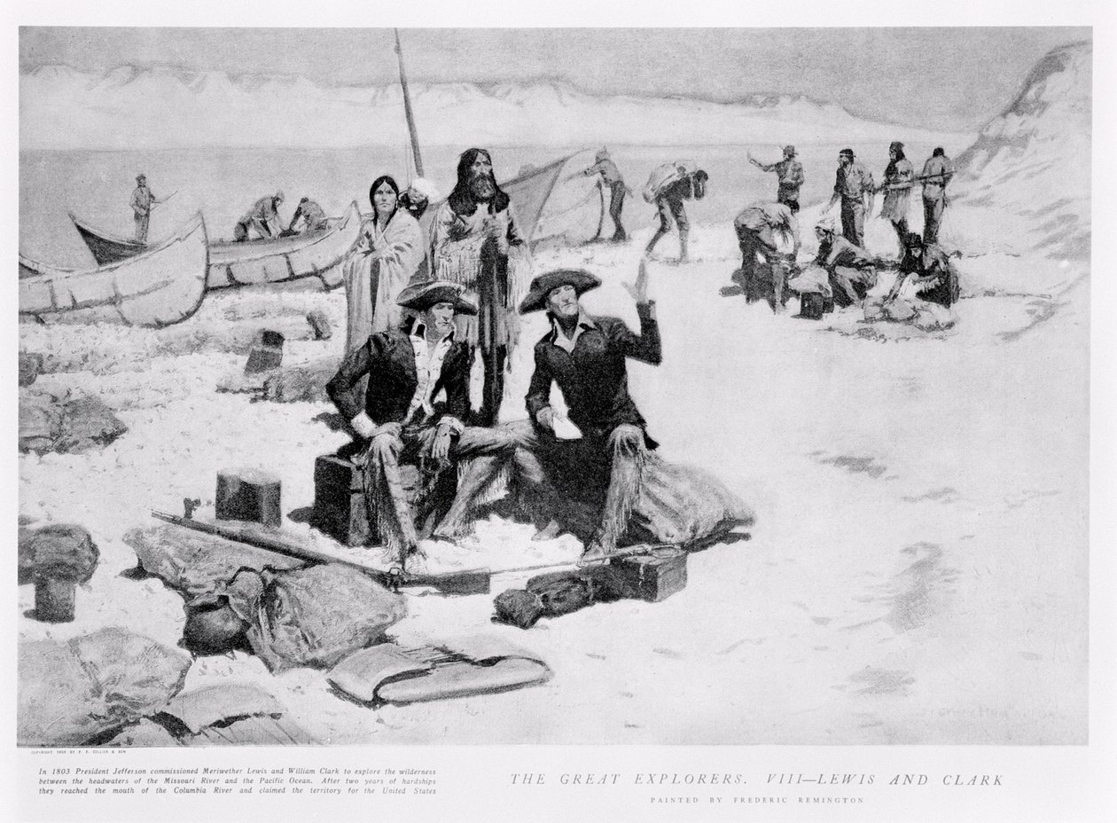 Lewis und Clark an der Mündung des Columbia River, 1805, aus 