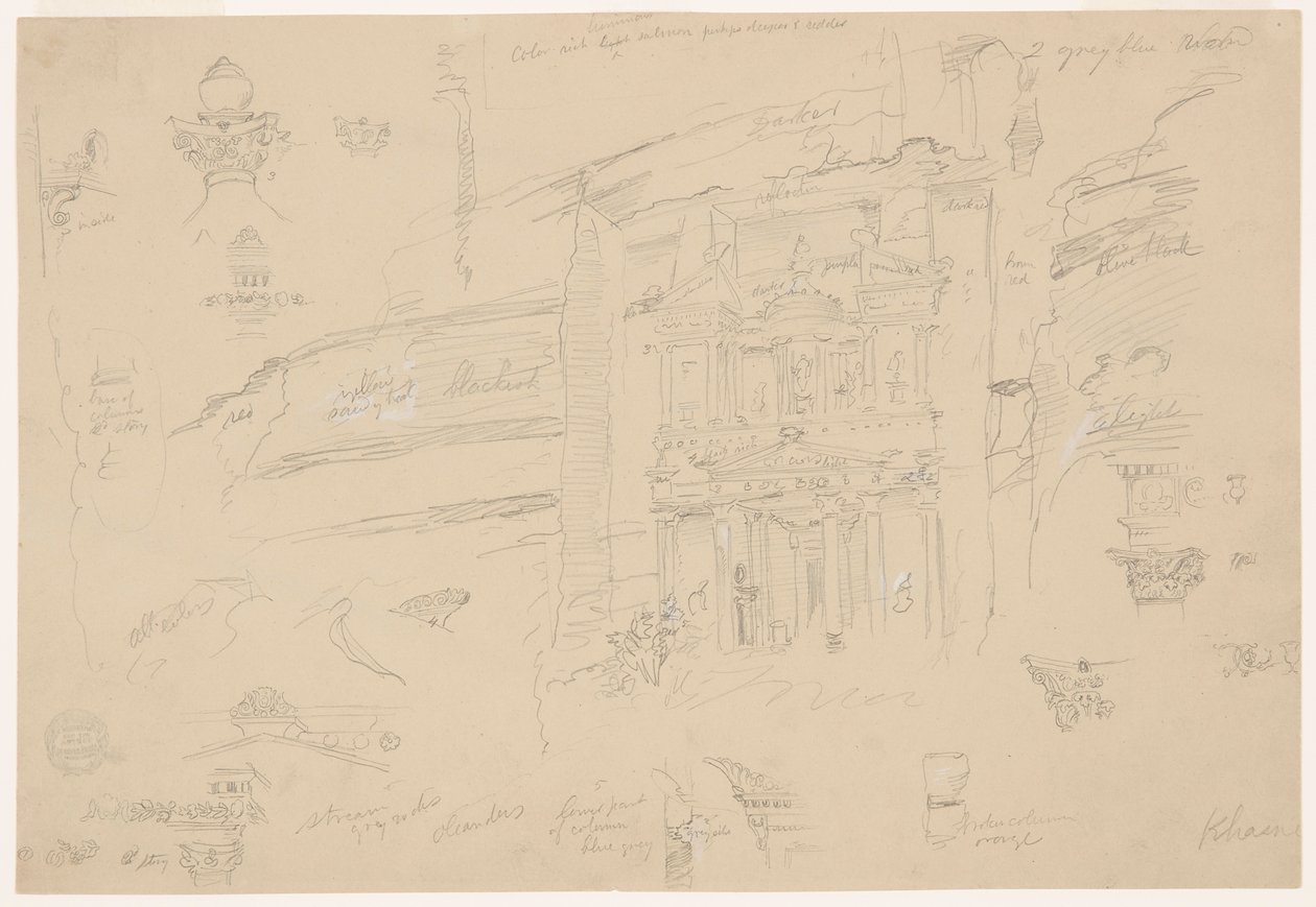 Architektonische Details von El Khasneh, Petra von Frederic Edwin Church