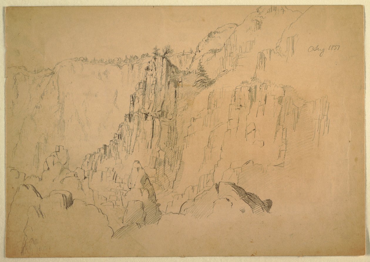 Zeichnung, Küste mit steilen Felsen, August 1885 von Frederic Edwin Church