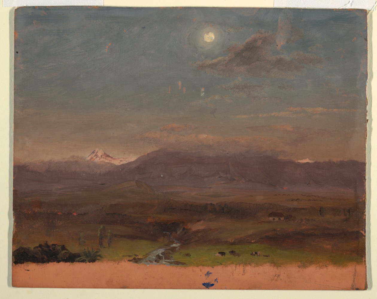 Zeichnung, Kolumbien oder Ecuador, Berge, Mondlicht, 1853 oder 1857 von Frederic Edwin Church