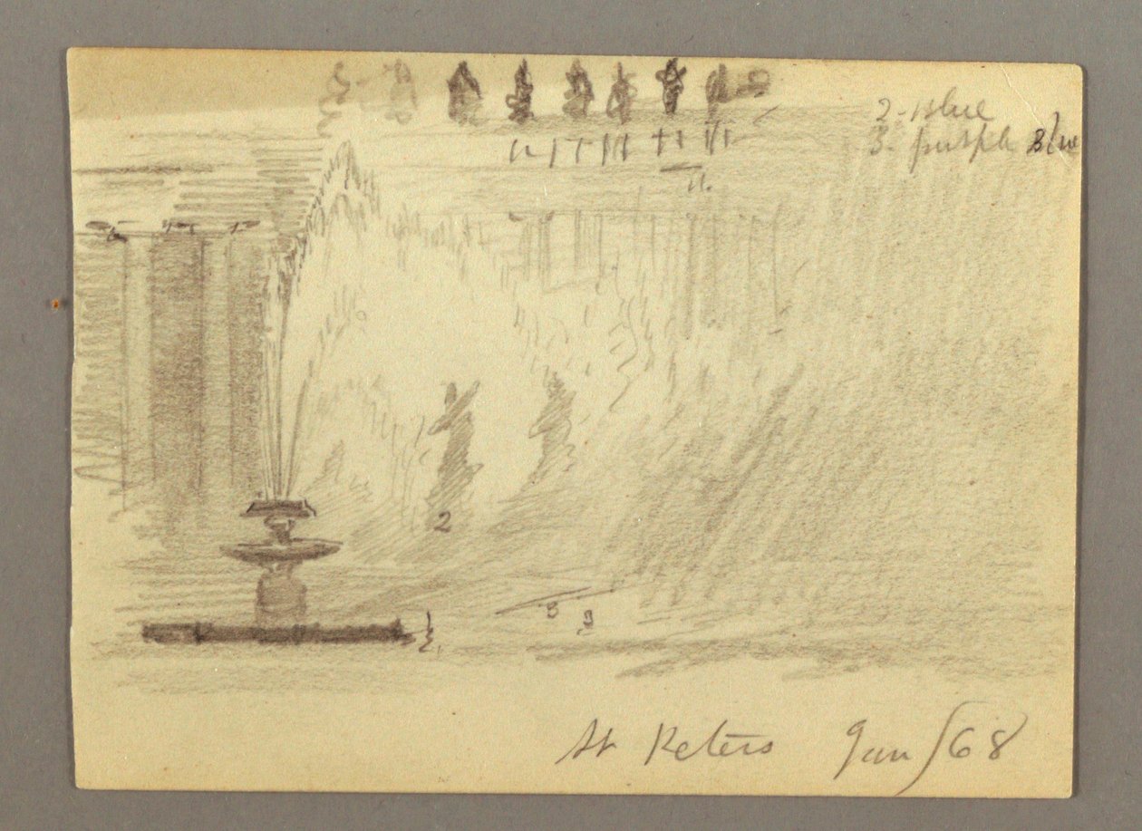 Brunnen auf der Piazza des Petersdoms, Rom, Italien, Januar 1868 von Frederic Edwin Church