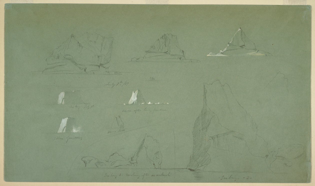 Zeichnung, Eisberge, 7. und 9. Juli 1859