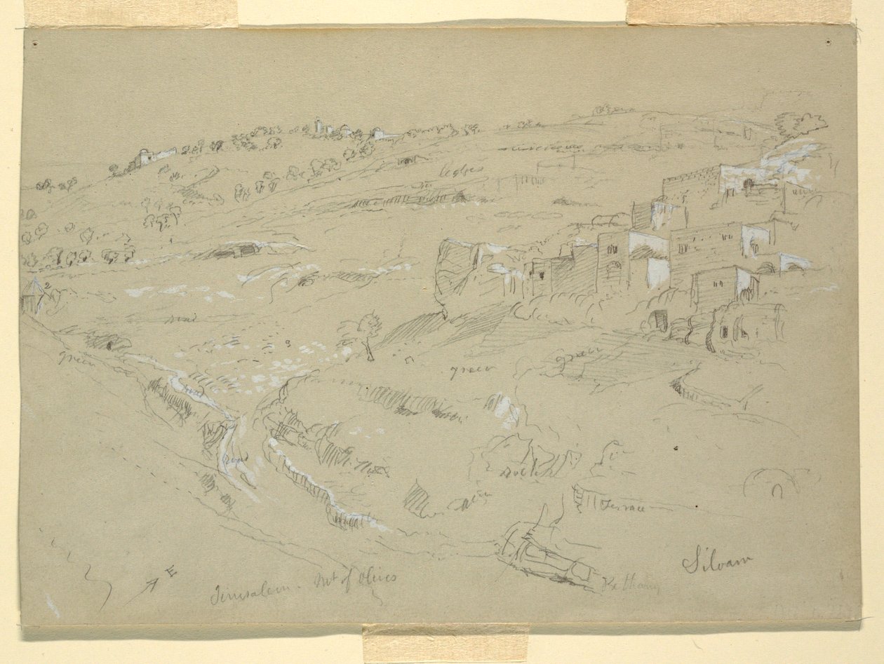 Zeichnung, Ölberg, Bethanien, Siloah und Jerusalem, Palästina, 7. und 10. Februar 1868 von Frederic Edwin Church