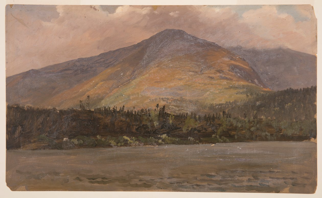Zeichnung, Berg Katadhin, zeigt Pomola und das Große Becken vom Sandy Bottom Pond, ca. 1877 von Frederic Edwin Church