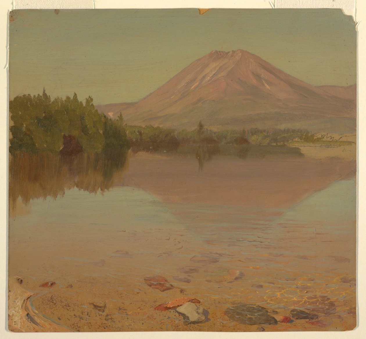 Zeichnung, Mt. Katahdin vom Lake Katahdin, möglicherweise 1870 von Frederic Edwin Church