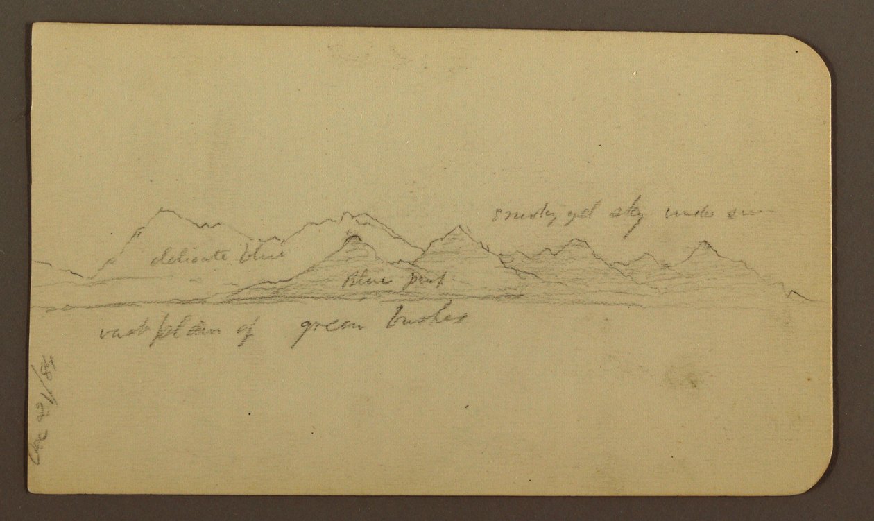 Raues Gebirge über einer Ebene; Verso: Figuren, Landschaft, 12. Dezember 1884 von Frederic Edwin Church