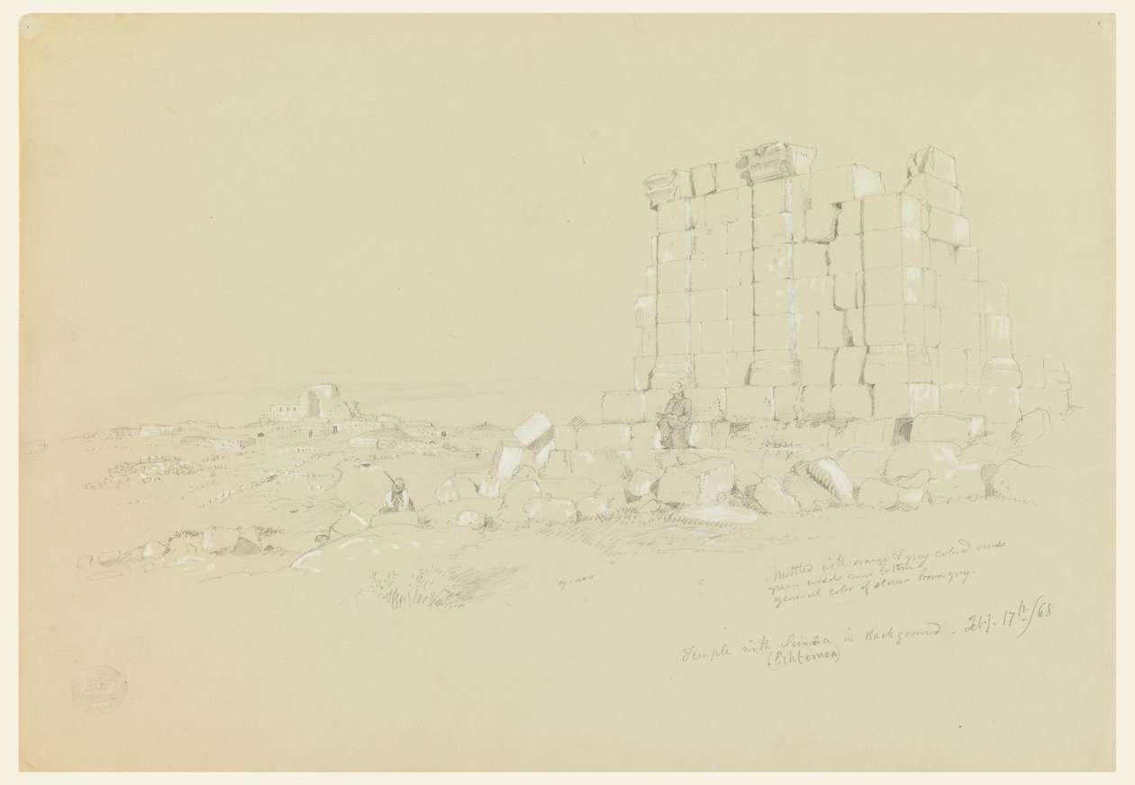 Zeichnung, Tempel mit Semua [heutiges as-Samu] in der Ferne, 17. Februar 1868 von Frederic Edwin Church