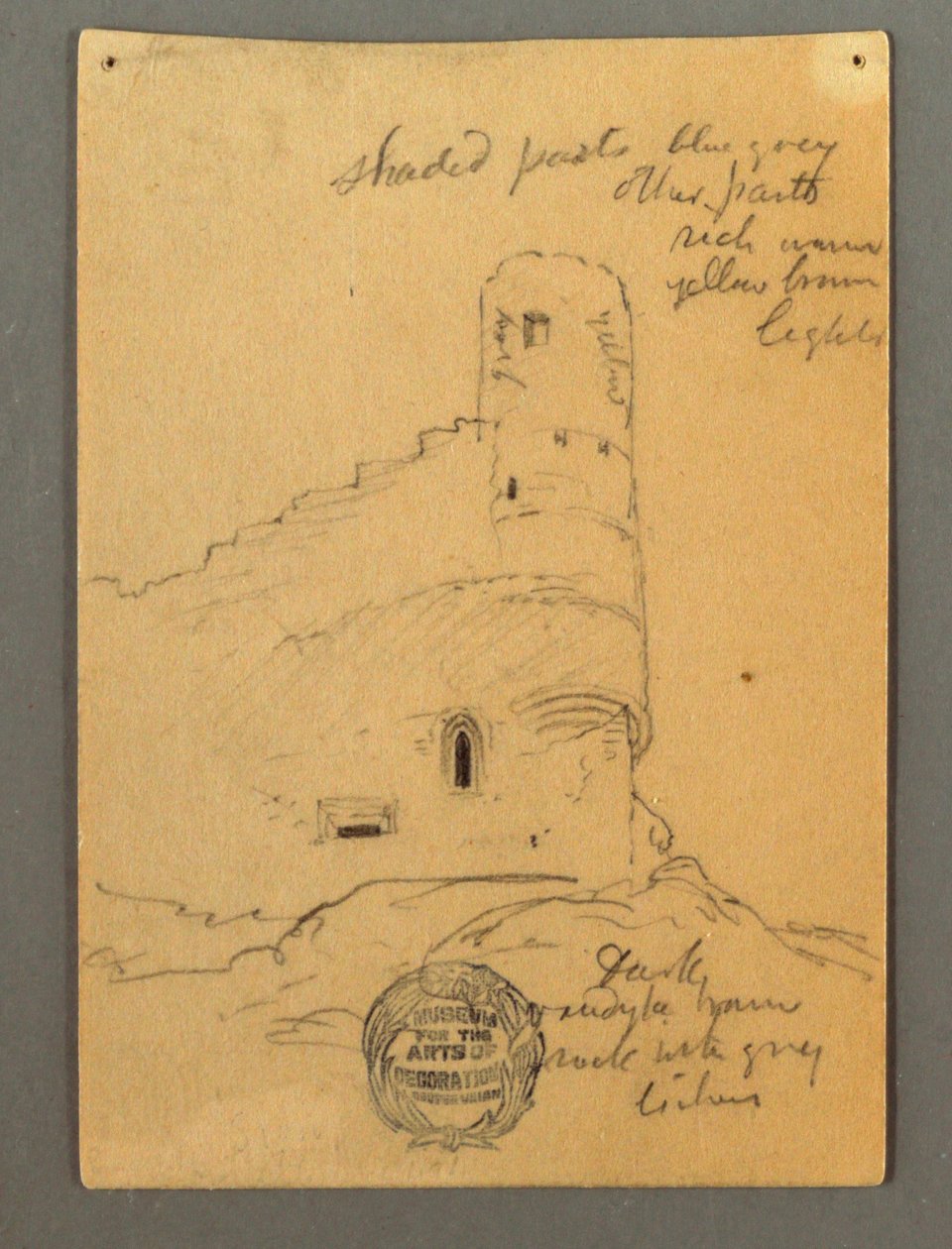 Zeichnung, Turm des Schlosses, Sion, möglicherweise 1868 von Frederic Edwin Church