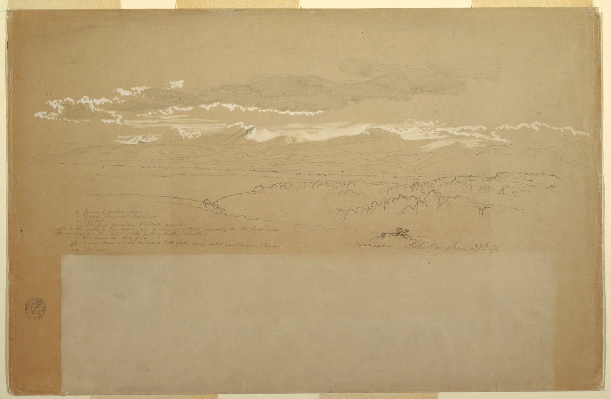 Ansicht einer Bergkette, Ecuador, 27. Juni 1857 von Frederic Edwin Church