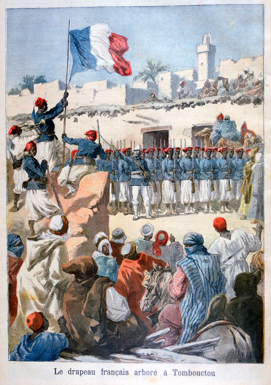 Das Hissen der französischen Flagge in Timbuktu, 1894 von Frederic Lix