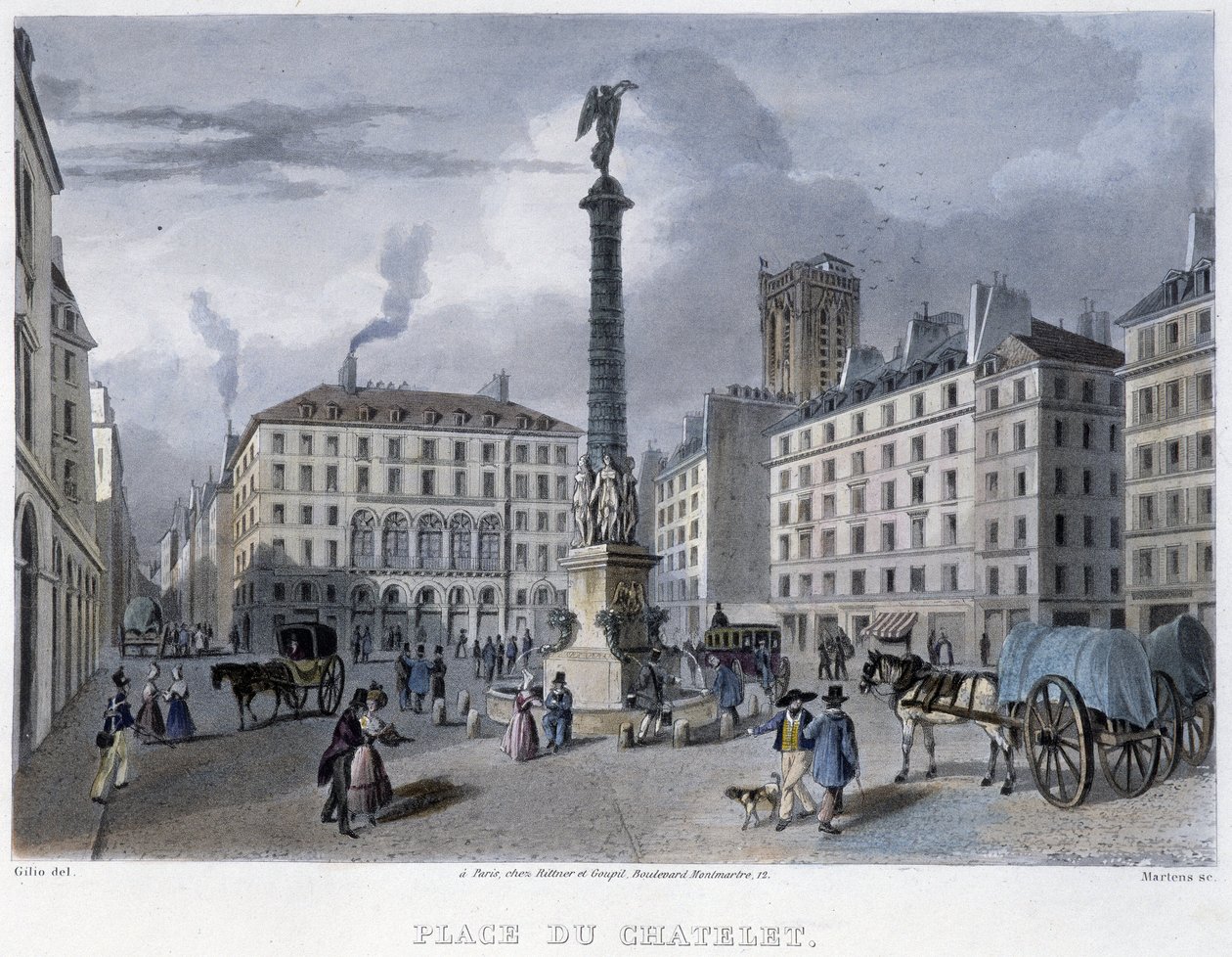 Place du Chatelet - in „Paris en 1832“ von Martens von Frederic Martens
