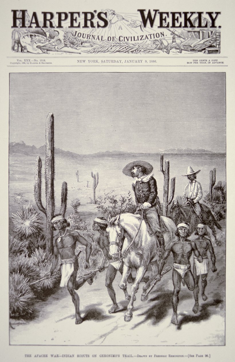 Apachen-Scouts führen Armeepatrouille auf der Jagd nach Geronimo (1829-1909) aus 