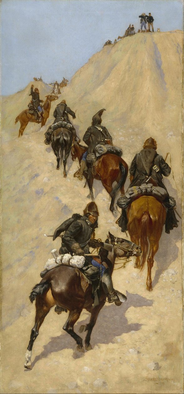 Pfadfinder erklimmen einen Berg von Frederic Remington