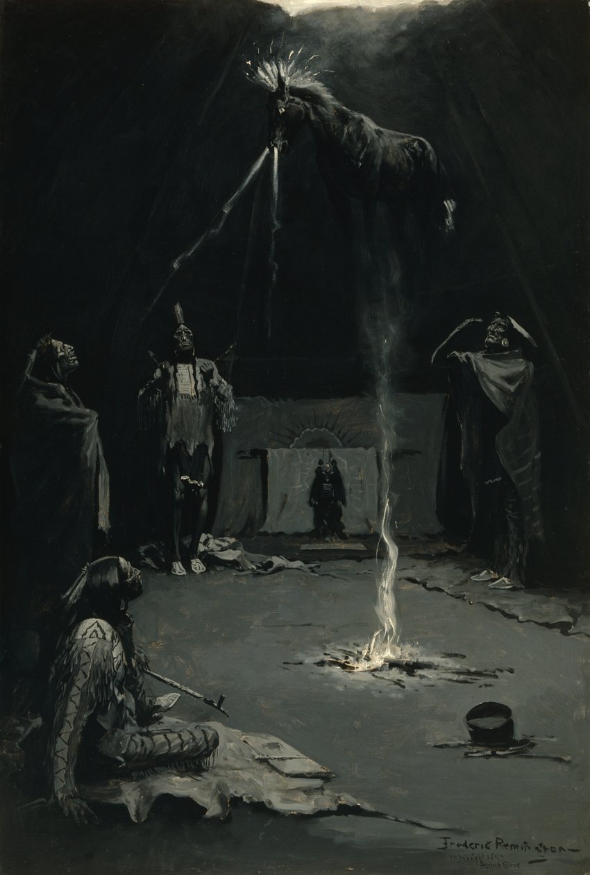 Der Gang des Medizin-Pferdes (Indianischer Feuergott) 1897 von Frederic Remington