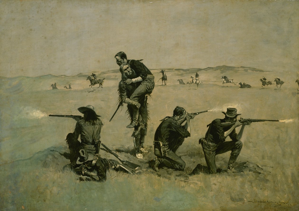 Der letzte Widerstand (Fünfundzwanzig gegen einen) ca. 1896 von Frederic Remington