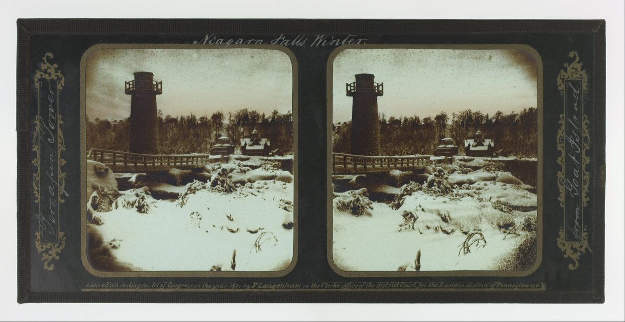 Winter Niagara Fälle, Terrapin Tower von Goat Island von Frederic and William Langenheim
