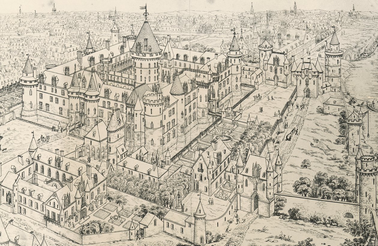 Louvre in Paris zur Zeit von Karl V., Zeichnung von Frederic de Clarac, Frankreich von Frederic de Clarac