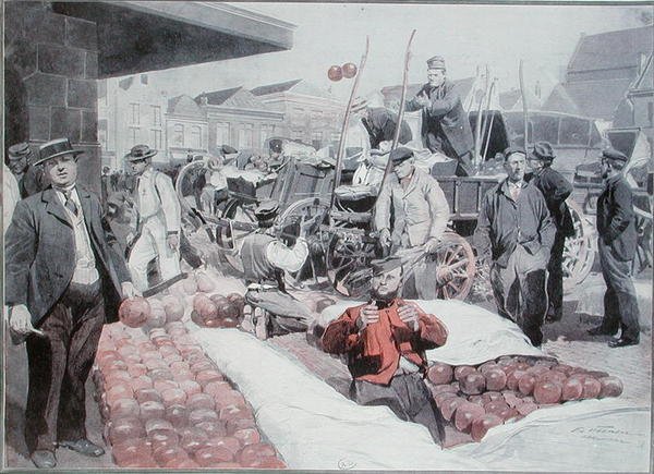 Der Käsemarkt in Alkmaar, um 1910 von Frederic de Haenen