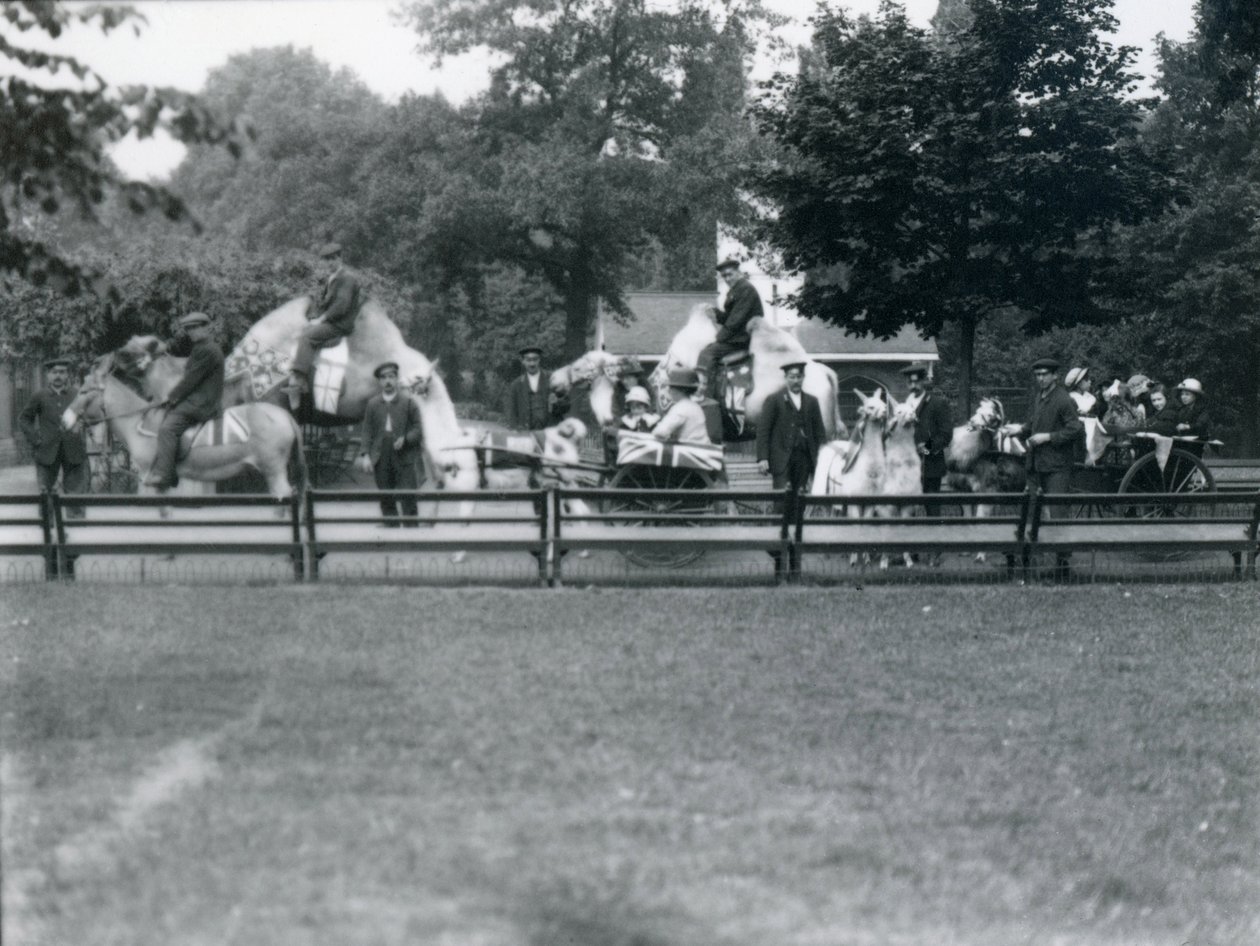 Reittiere geschmückt für die Friedensfeier, 19. Juli 1919 von Frederick William Bond