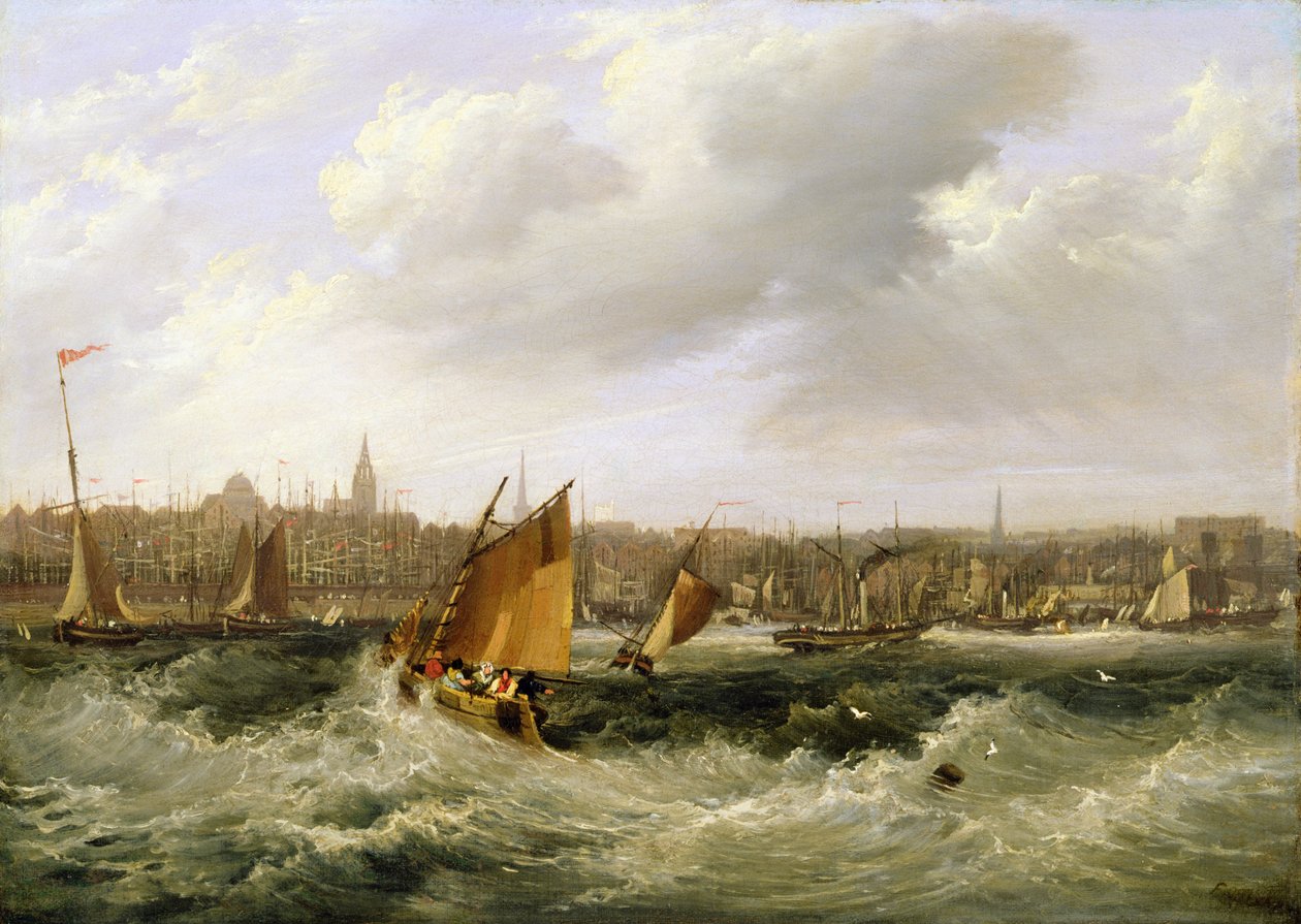 Liverpool, Lancashire vom Fluss Mersey und New Brighton von Frederick Calvert