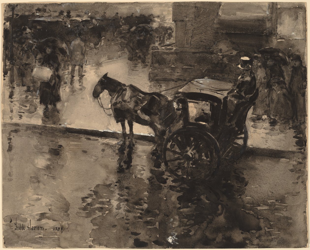 Die Flut auf der Avenue, wahrscheinlich 1890 von Frederick Childe Hassam