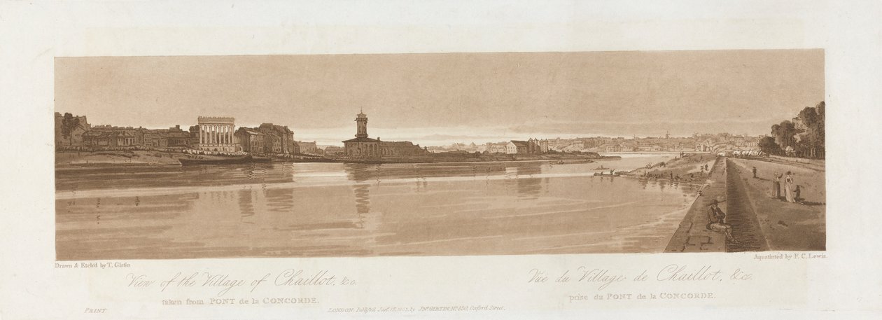 Blick auf das Dorf Chaillot & C. vom Pont de la Concorde 1803; Platte 17 aus Ansichten in Paris, das Emanuel-Volumen Nachzeichnung der Platte B1981.25.2626 von Frederick Christian Lewis the Elder