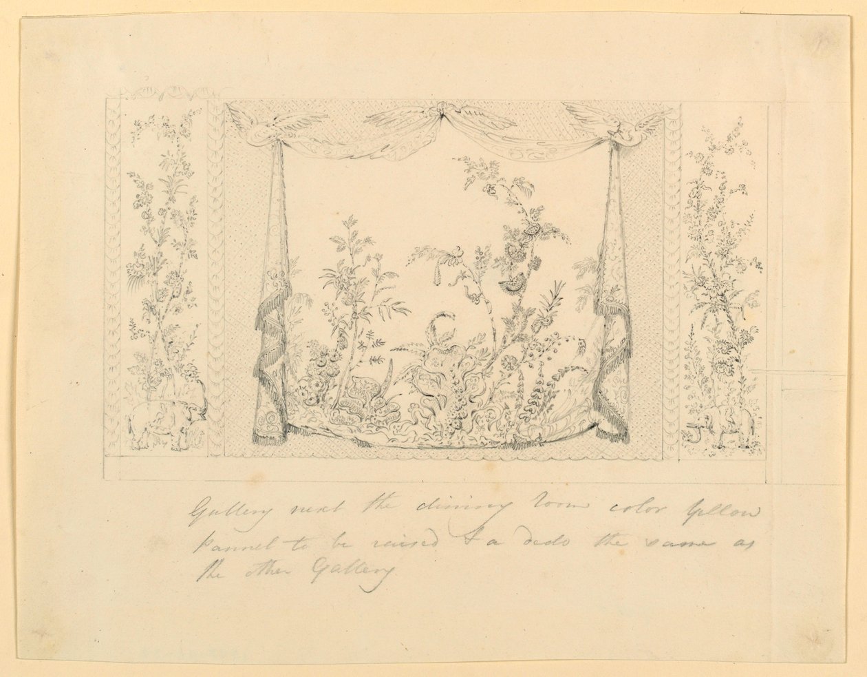 Der Royal Pavilion, Brighton, Blaues (Süd) Zeichenzimmer, Vorgeschlagene Wanddekoration, ca. 1820 von Frederick Crace