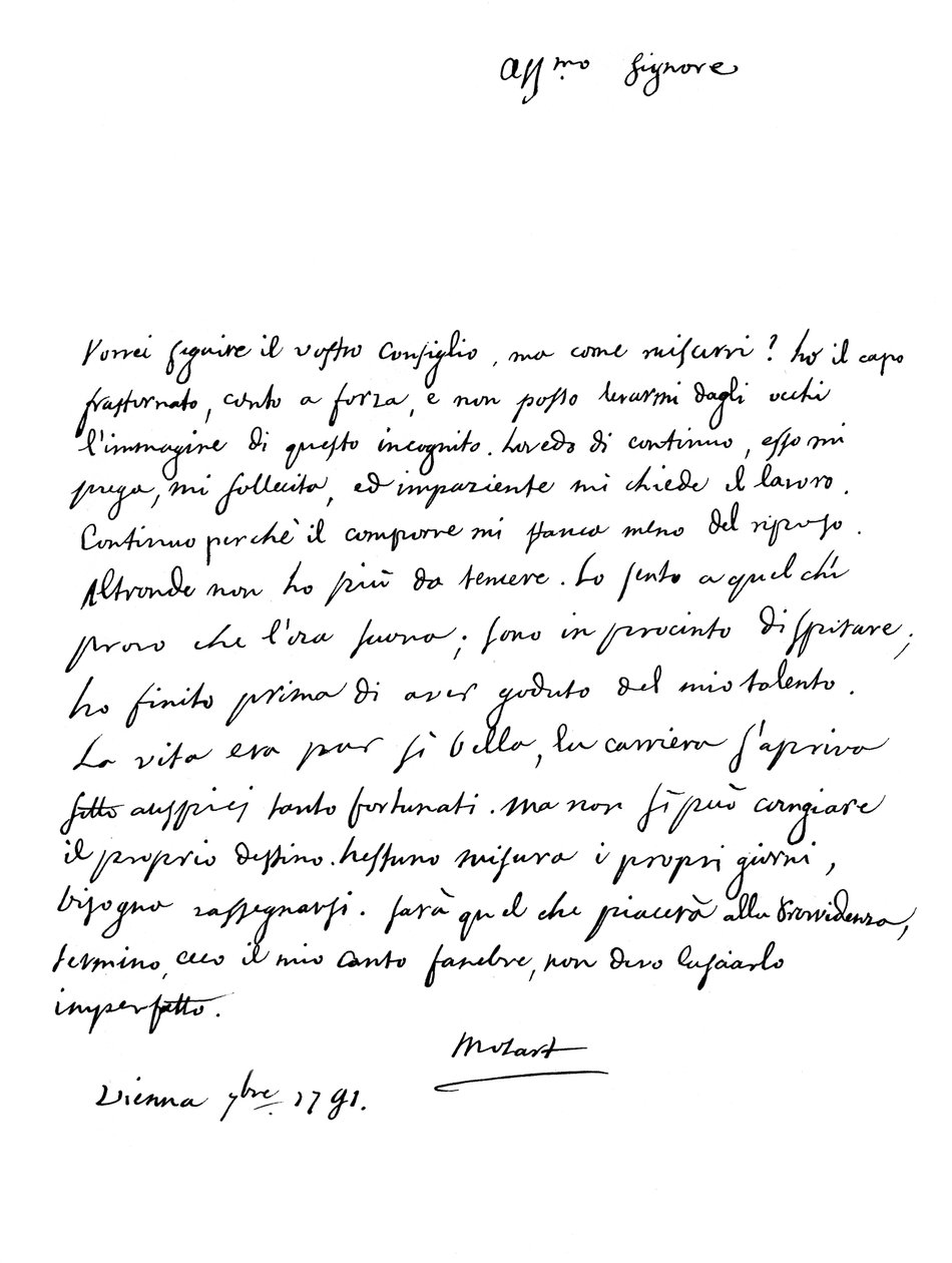 Brief von Wolfgang Amadeus Mozart, 1791 von Frederick George Netherclift