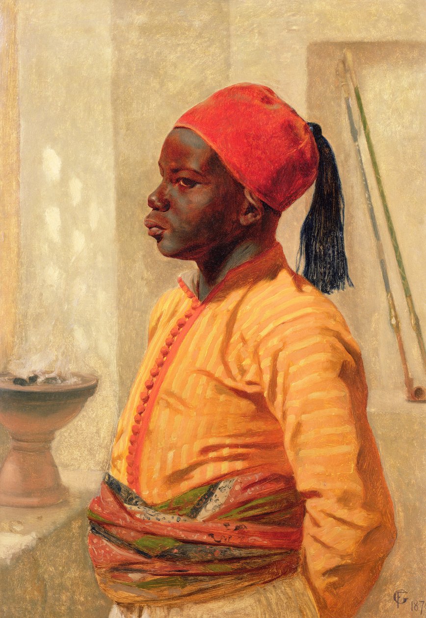 Halbporträt eines arabischen Jungen von Frederick Goodall