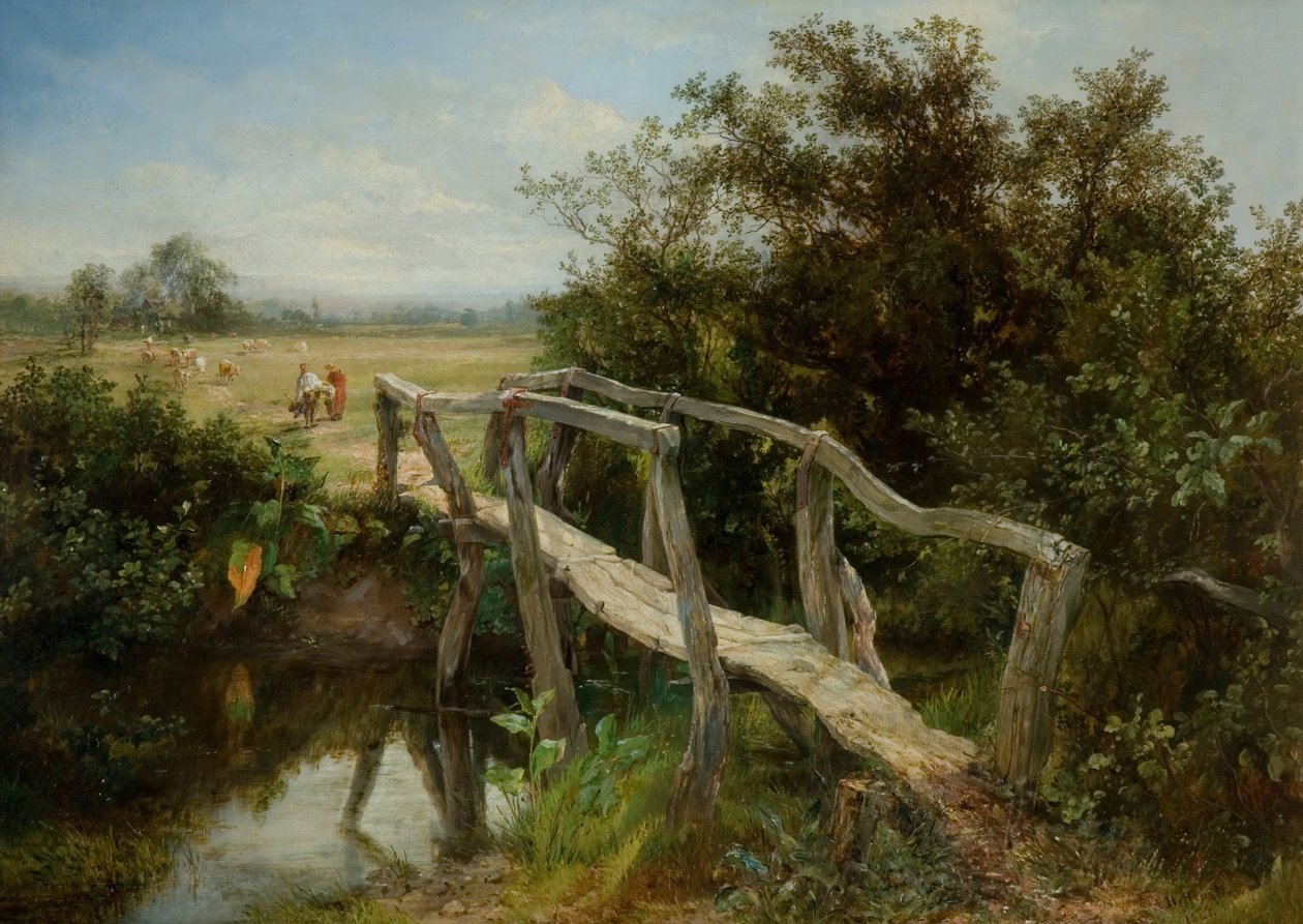 Die alte Fußgängerbrücke über den Fluss Cole in Yardley, 1890 von Frederick Henry Henshaw