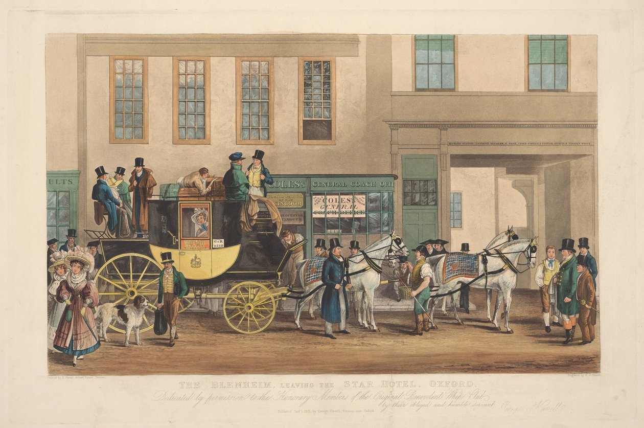 Kutschfahrt: Der Blenheim, Abfahrt vom Star Hotel, Oxford von Frederick James Havell