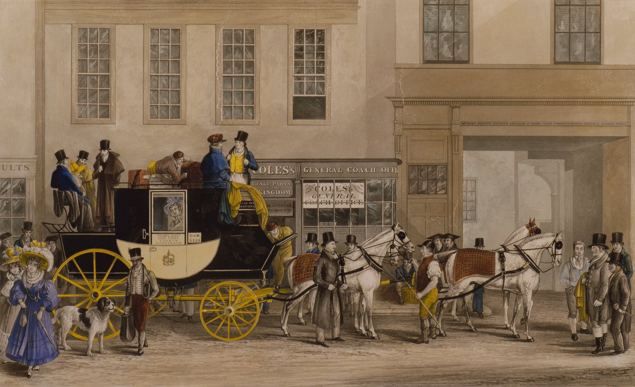 Die Blenheim, verlässt das Star Hotel, Oxford von Frederick James Havell