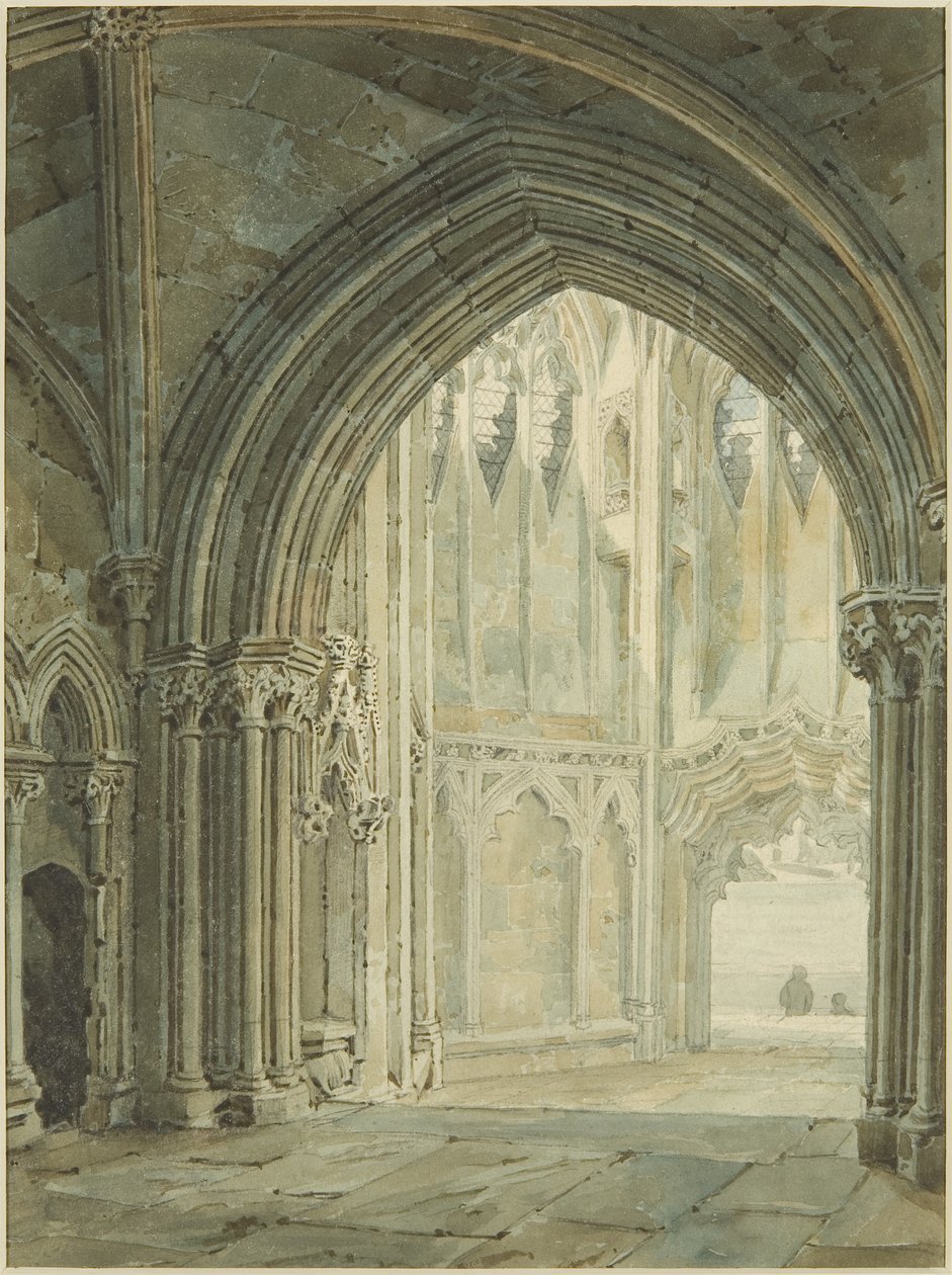 Innenraum des Nordportals von St. Mary Redcliffe von Frederick Mackenzie