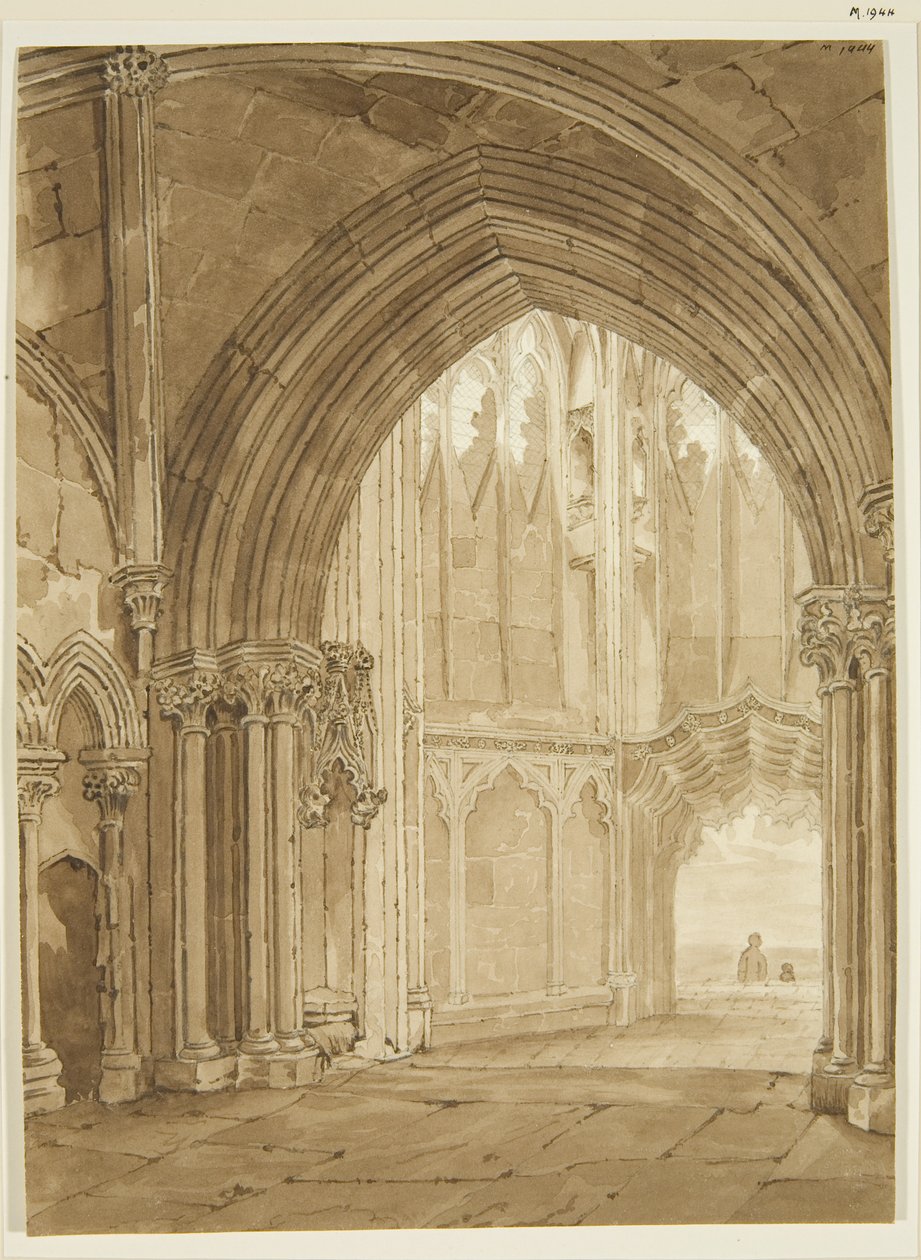 Innenansicht der Nordvorhalle der St. Mary Redcliffe von Frederick Mackenzie