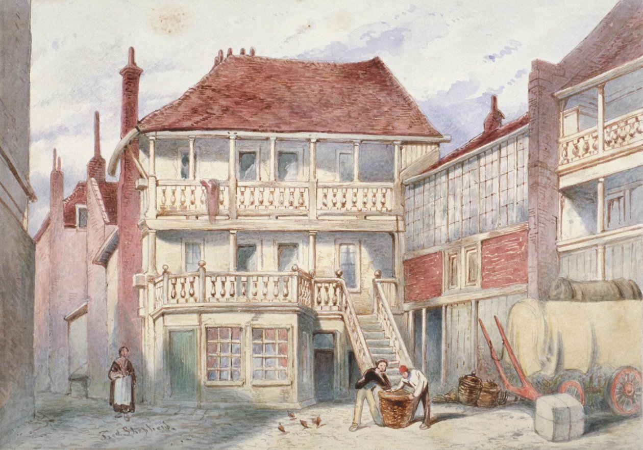 Ansicht der French Horn Tavern, Holborn, London, 1840 von Frederick Napoleon Shepherd