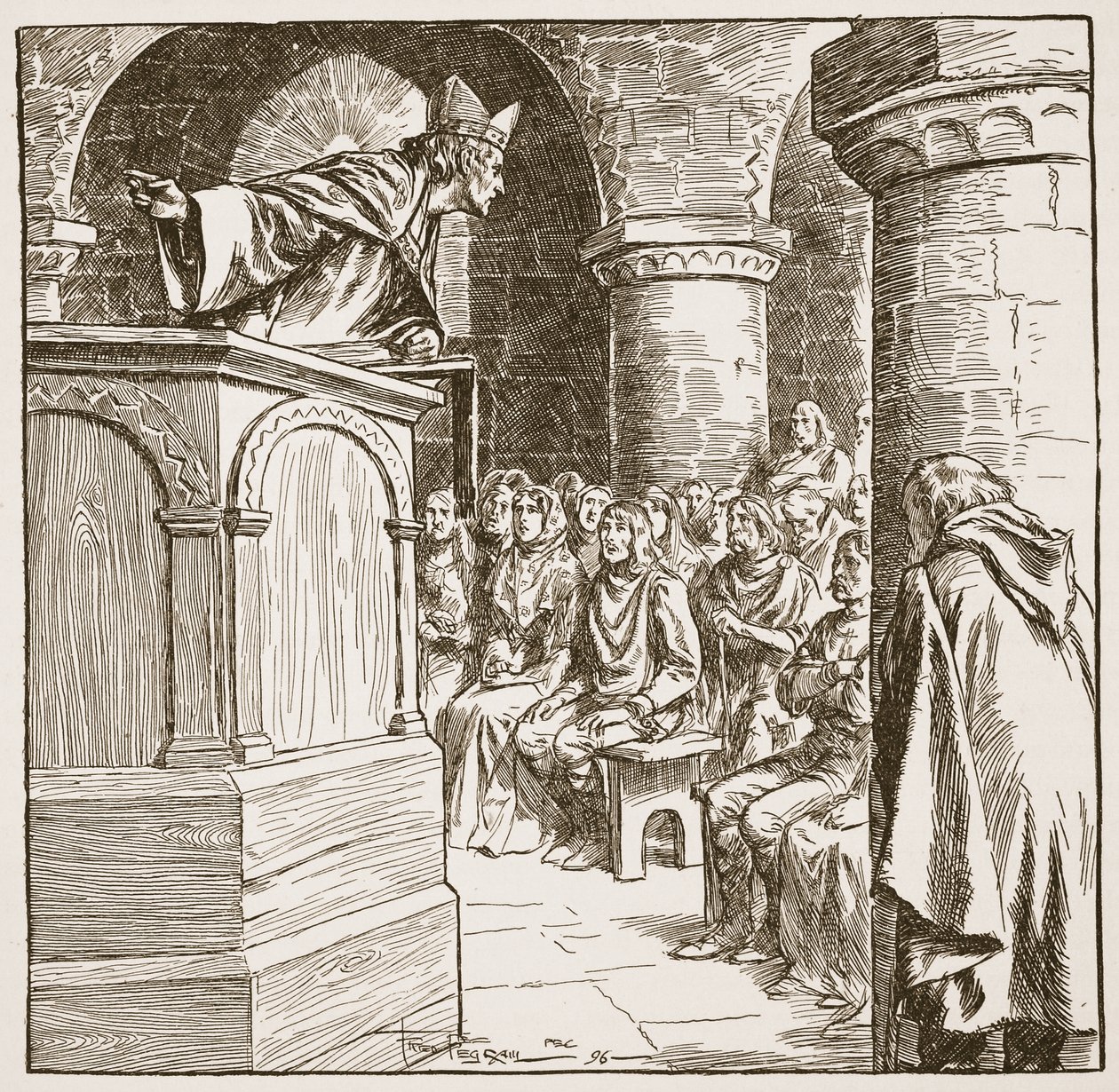 Dunstans letzte Predigt, Illustration aus 