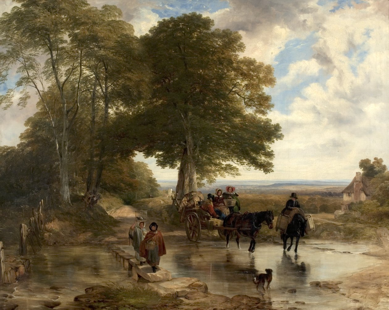 Marktwagen an einem Bach, 1845 von Frederick Richard Lee