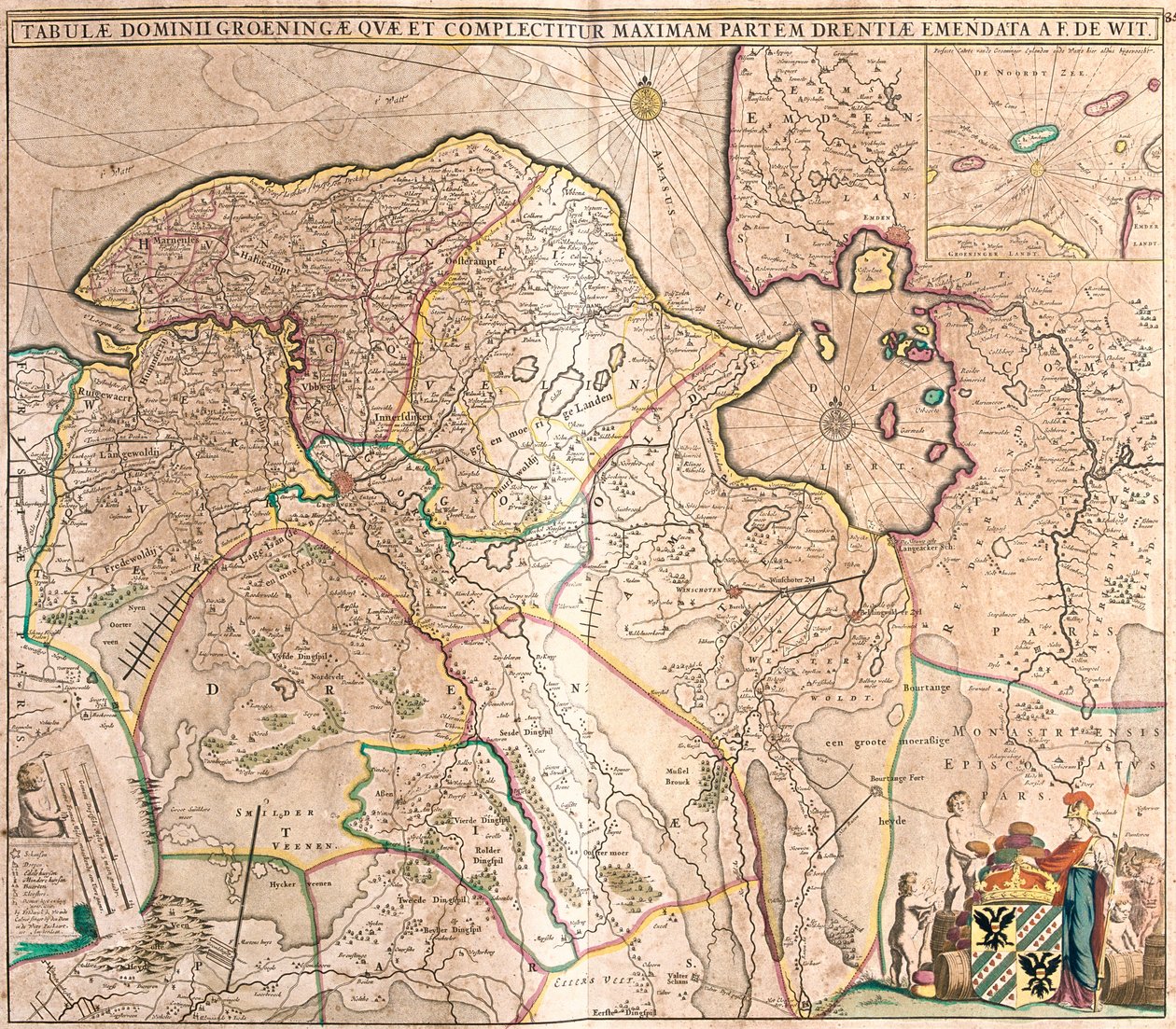 Karte der Provinz Groningen (Niederlande) von Frederick de Wit