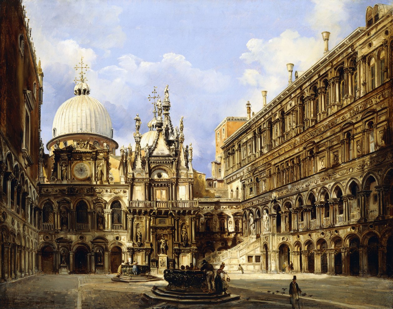 Der Innenhof des Dogenpalastes, Venedig, 1841 von Frederico Moja
